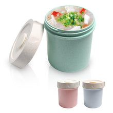 Load image into Gallery viewer, 400ML Wheat Straw Soup Cup Breakfast Porridge Lunch Box Microwaveable Leak-proof Sealed Plastic Pot with Lid Food Holder
