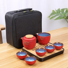 Load image into Gallery viewer, Chinese Kung Fu Travel Tea Set Ceramic Portable Teapot Set Gaiwan Tea Cups of Tea Ceremony Teacup Outdoor Drinking Jingdezhen
