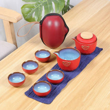 Load image into Gallery viewer, Chinese Kung Fu Travel Tea Set Ceramic Portable Teapot Set Gaiwan Tea Cups of Tea Ceremony Teacup Outdoor Drinking Jingdezhen
