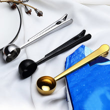 Load image into Gallery viewer, 1PC Durable Stainless Steel Spoon With Bag Clip Ground Tea Coffee Scoop Portable Bag Seal Clip Powder Kitchen Measuring Tools
