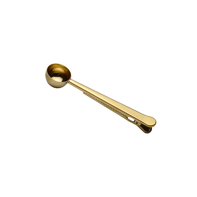 1PC Durable Stainless Steel Spoon With Bag Clip Ground Tea Coffee Scoop Portable Bag Seal Clip Powder Kitchen Measuring Tools