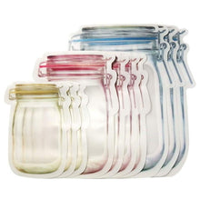 Load image into Gallery viewer, 10/12Pcs Zipper Mason Jar Bottles Bags Seal Fresh Food Nuts Cookies Storage Bag Home Kitchen Dispenser Accessories

