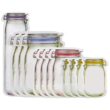 Load image into Gallery viewer, 10/12Pcs Zipper Mason Jar Bottles Bags Seal Fresh Food Nuts Cookies Storage Bag Home Kitchen Dispenser Accessories
