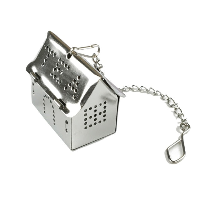 Teapot Shape Loose Tea Infuser Stainless Steel Leaf Tea Maker Strainer with Chain Drip Tray Herbal Spice Filter