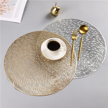 Load image into Gallery viewer, 6/4pcs Creative round hollow heat insulation hotel restaurant AntiSlip coffee cup coasters environmental PVC mat table placemats
