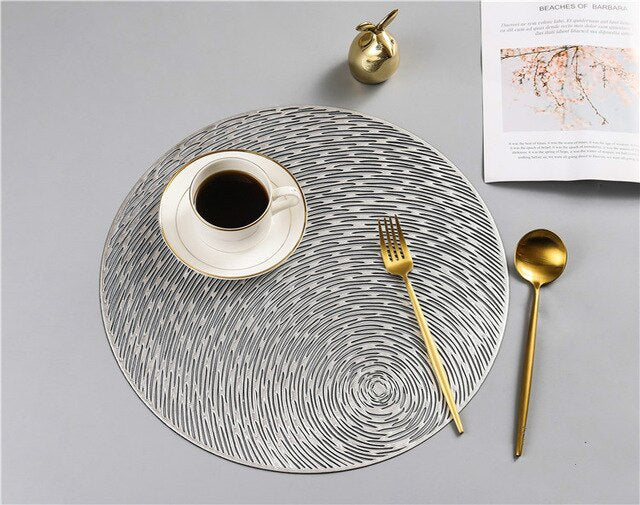 6/4pcs Creative round hollow heat insulation hotel restaurant AntiSlip coffee cup coasters environmental PVC mat table placemats
